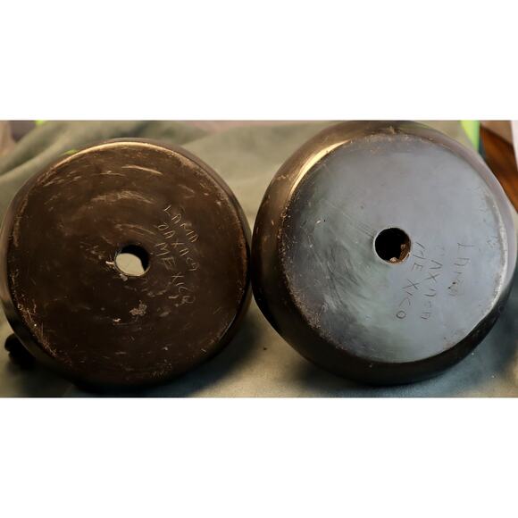 Vintage Mexican Lama Oaxaca Barro Negro Candleholder Pair Candle Holders - Picture 5 of 6